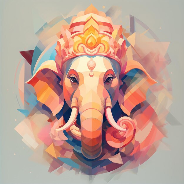 Een abstract pastel schilderij van Ganesha