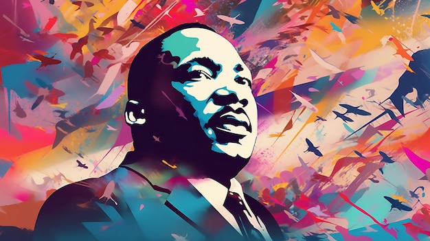 Een abstract posterbeeld voor MLK Day in abstract design Empathy Dream Freedom Generative AI