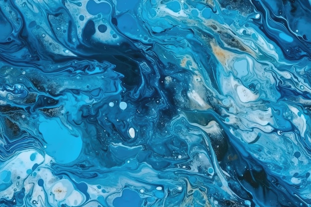 Een abstract schilderij met blauwe en witte kleuren