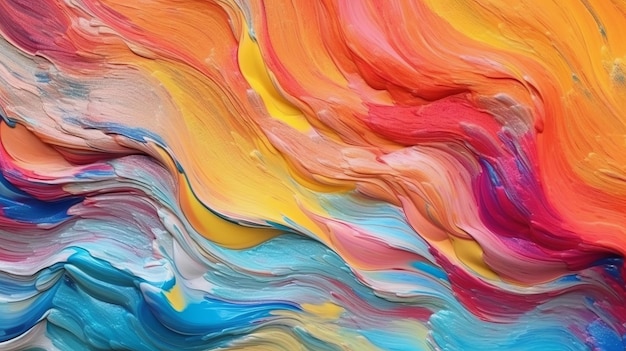 Een abstract schilderij met levendige en kleurrijke verfstrepen Generatieve ai