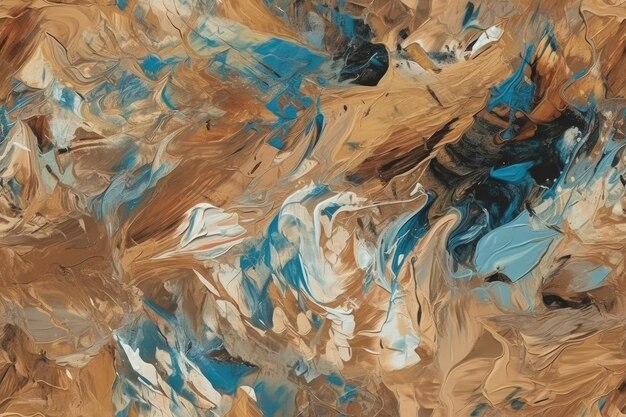 Een abstract schilderij met tinten blauw en bruin Generatieve AI