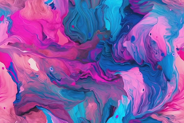 Een abstract schilderij met tinten blauw, roze en paars Generatieve AI