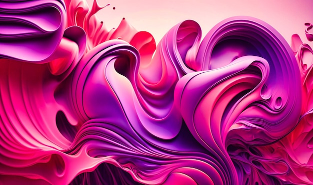 Een abstract verloop van pastelroze en paarse tinten met zachte rondingen en wervelende lijnen