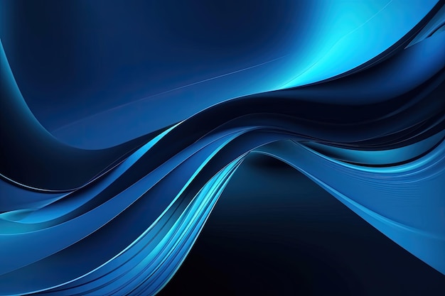 Een abstracte blauwe achtergrond met golvende lijnen Generatieve AI