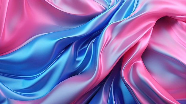 een abstracte blauwe en roze zijden achtergrond met golven in de stijl van een chromatische sculpturale plaat