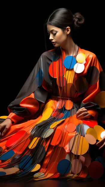 Een abstracte foto van een dame in oud kostuum die de guqin bespeelt Gemaakt met Generative AI