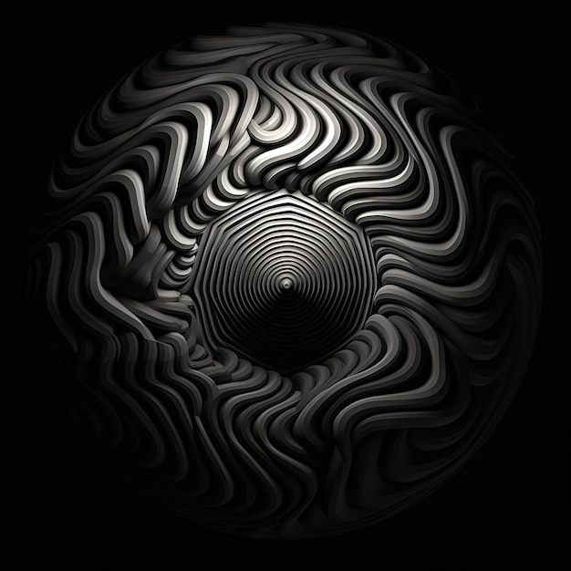 Een abstracte gestructureerde zwarte achtergrond met metalen spiralen