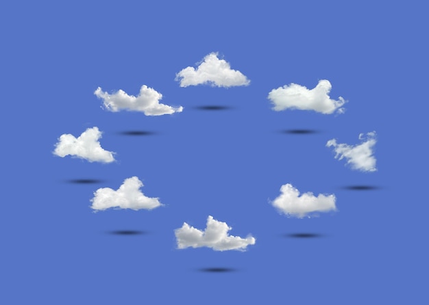 Een abstracte groep wolken op pastelkleurachtergrond