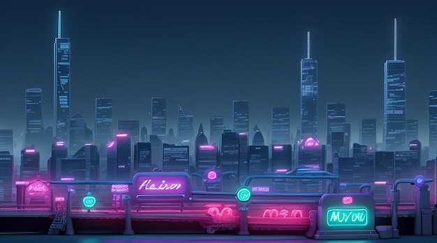 Een abstracte Neon Cityscape-achtergrond