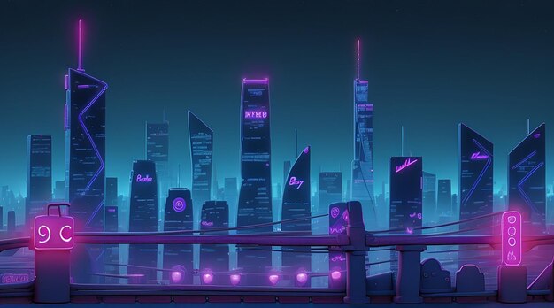 Een abstracte Neon Cityscape-achtergrond