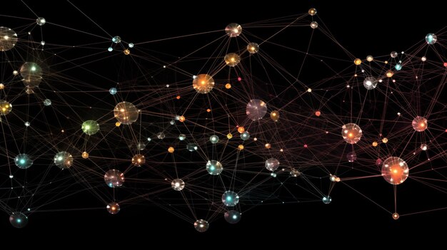 Foto een abstracte weergave van een sociaal netwerk met punten die individuen en lijnen vertegenwoordigen