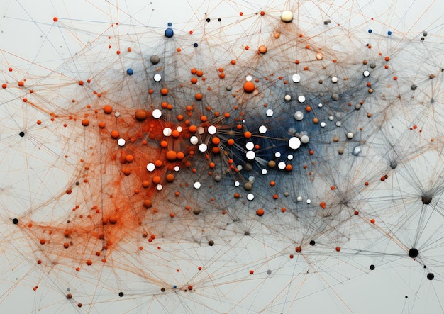 Een abstracte weergave van semantische analyse die de ingewikkelde verbindingen tussen zinsdelen illustreert