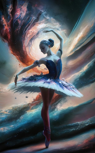 Een adembenemend conceptueel beeld van een hemels ballet