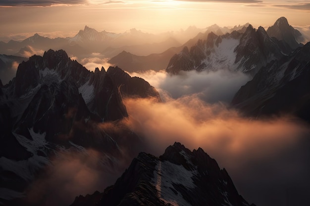 een adembenemend gezicht boven de wolken