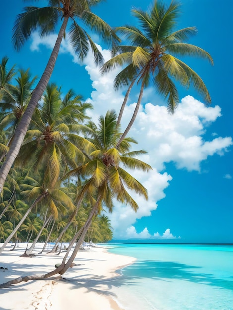 Een adembenemende foto die de schitterende schoonheid van een tropisch strand op een paradijs eiland vasthoudt