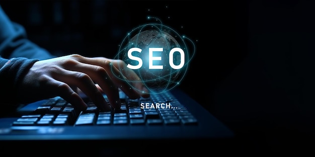 Een afbeelding die SEO illustreert met een focus op marketing ranking en internettechnologie voor bedrijven digitale marketing online aanwezigheid website verkeer concept