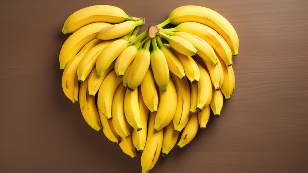 een afbeelding van bananen gerangschikt in de vorm van een hart die de perfecte mix van smaak en gezondheid symboliseert