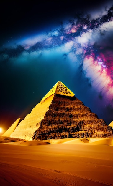 Een afbeelding van de grote piramide van Egypte.