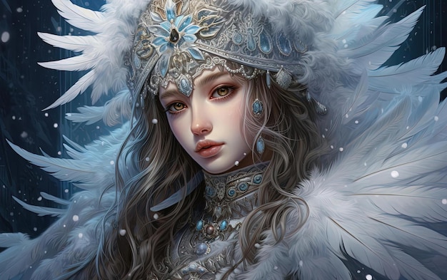 een afbeelding van de winterprinses vol sneeuw