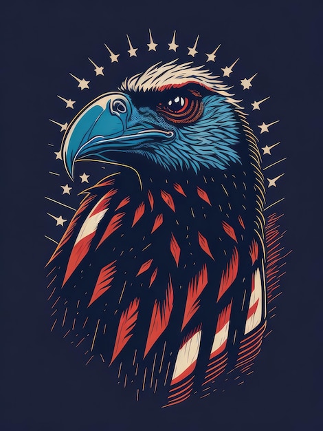 Een afbeelding van een adelaar met de Amerikaanse vlag erop