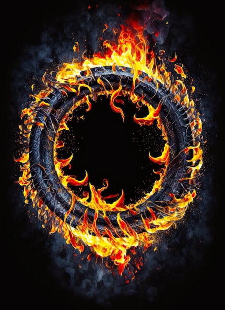 Een afbeelding van een band in brand in de vorm van cirkel Generatieve AI