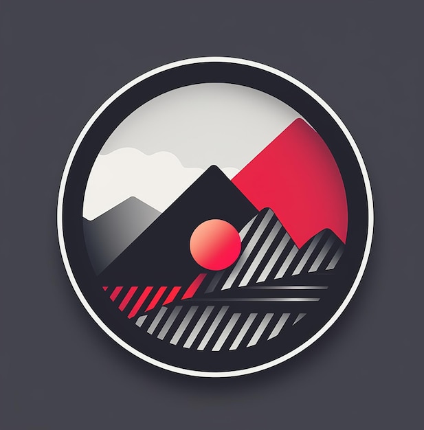 een afbeelding van een berg met een rode en zwarte achtergrond.