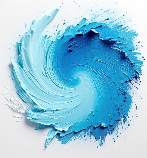 een afbeelding van een blauwe penseelstreek met een punt in de stijl van cirkelvormige vormen