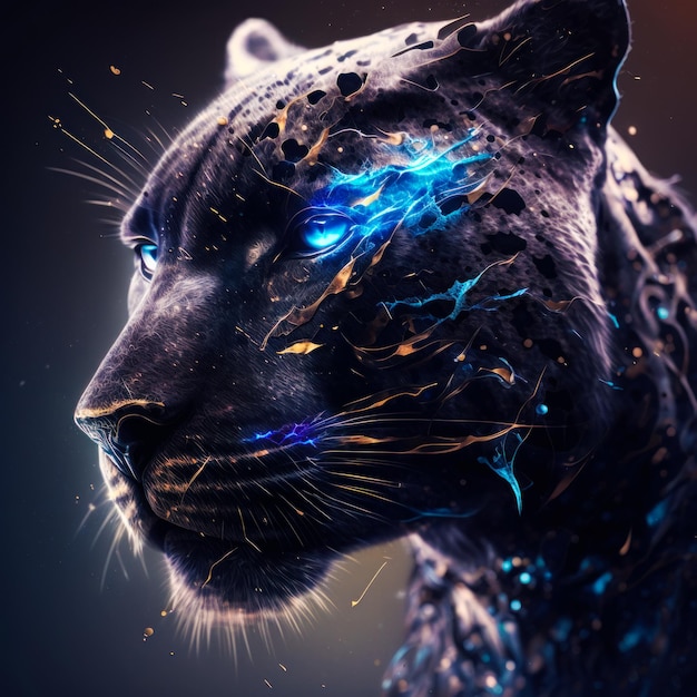 Een afbeelding van een jaguar met gloeiende ogen Generatieve AI