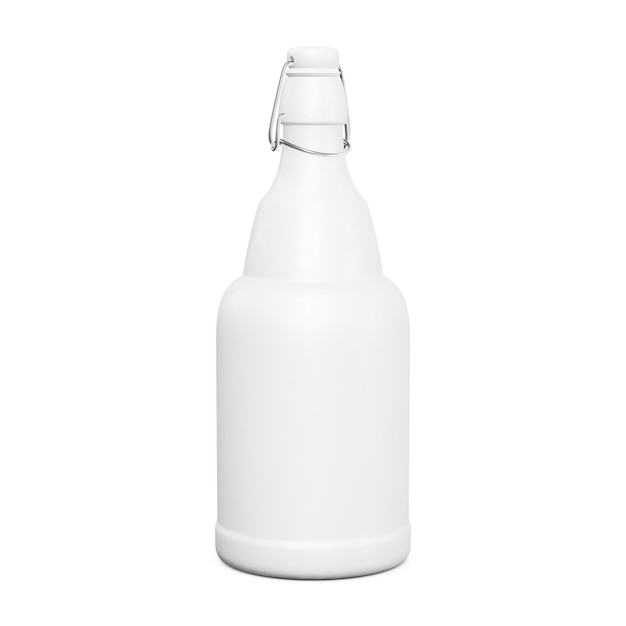 Een afbeelding van een lege keramische fles geïsoleerd op een witte achtergrond