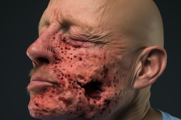 een afbeelding van een man met bloed op zijn gezicht