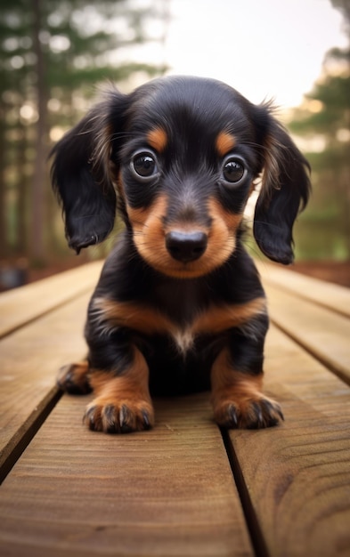 Een afbeelding van een miniatuur dachshundpuppy