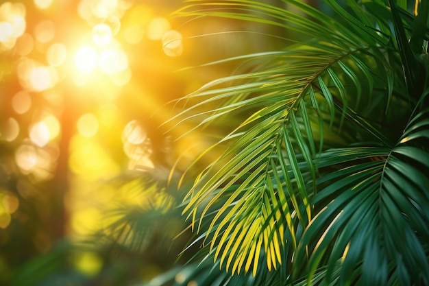 Foto een afbeelding van een palmboom van dichtbij wanneer de zon schijnt generative ai