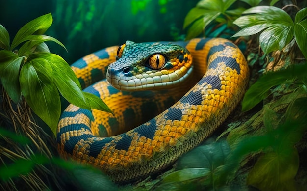 Een afbeelding van een slang in de jungle Generatieve AI