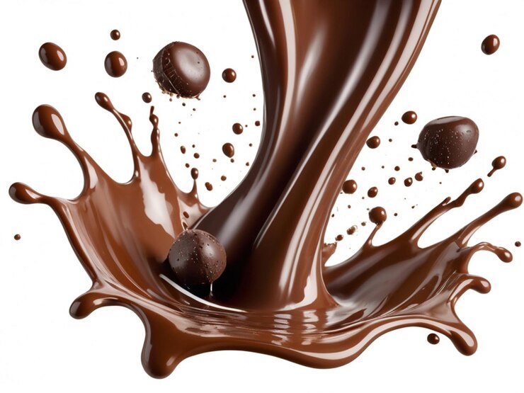 Foto een afbeelding van een spetter van chocolade met een spatter van chocolate spattering
