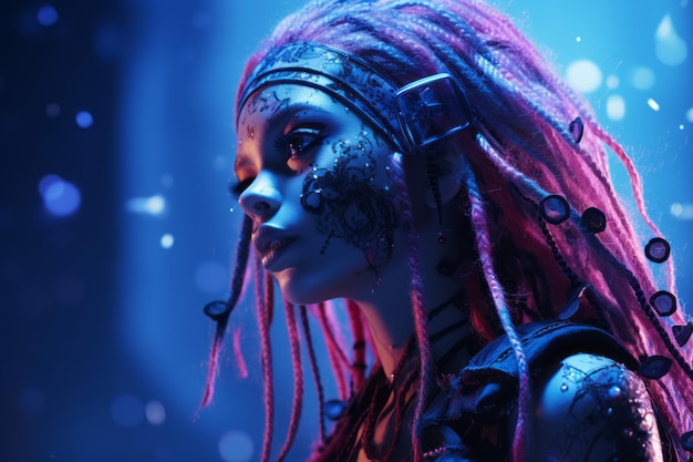 een afbeelding van een vrouw met roze dreads