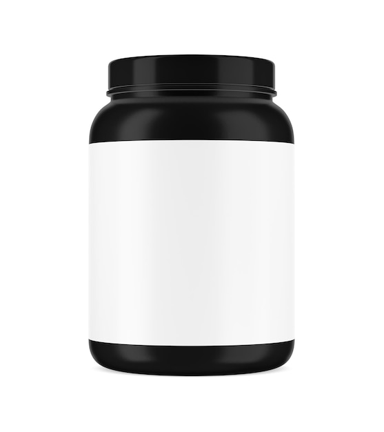 Foto een afbeelding van een wit etiket van een protein jar geïsoleerd op een witte achtergrond