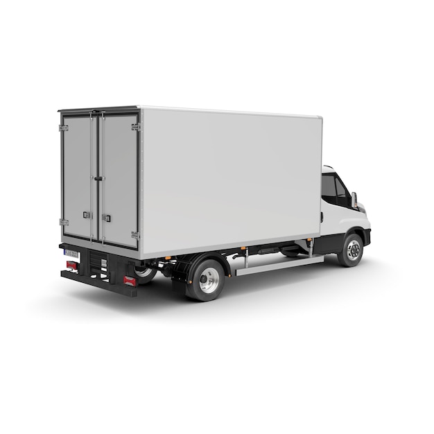 een afbeelding van een witte box truck geïsoleerd op een witte achtergrond