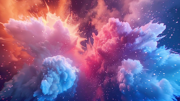 een afbeelding van een wolk die de woorden bliksem in het heeftAbstract kleurrijke stof explosie op vaste co