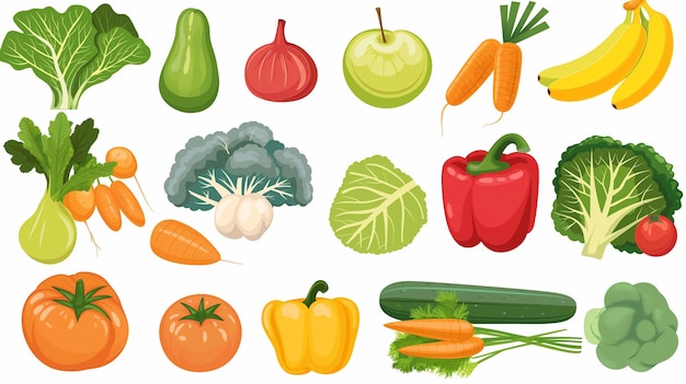 een afbeelding van groenten, waaronder groenten, inclusief broccoli, tomaten en komkommers