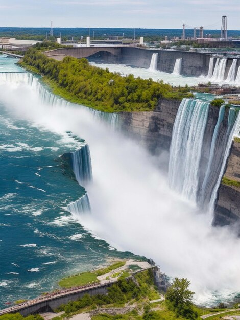 Een afbeelding van Niagara Falls en de waterkrachtcentrale