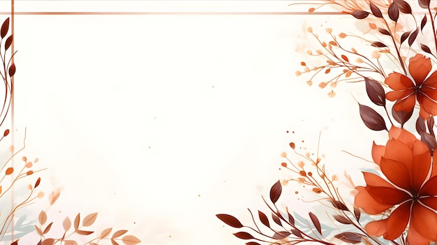 een afbeeldingsframe met rode bloemen op een witte achtergrond Abstract Rust kleur gebladerte achtergrond met