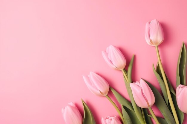 Een AI gegenereerde illustratie van prachtige tulpen, het creëren van een levendige en lente scène, met een kopie ruimte