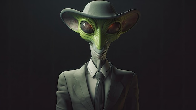 Foto een alien in pak en stropdas