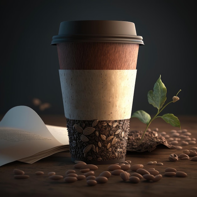 Een ambachtelijke handgemaakte koffiekop mockup product mockup eco-verpakking voedselverpakking ai gegenereerd