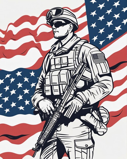 Een amerikaanse militaire veteranendag vs vlag concept art