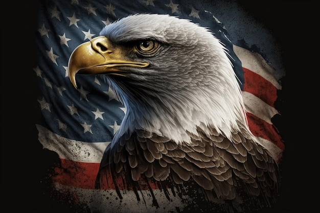 Een Amerikaanse vlag met een adelaar erop