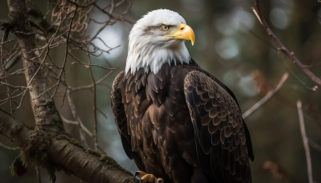 Een Amerikaanse zeearend zit in een boom.