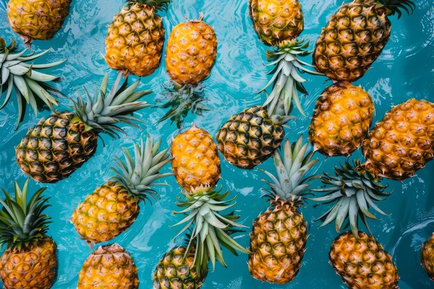 Een ananas die in een zomerzwembad drijft