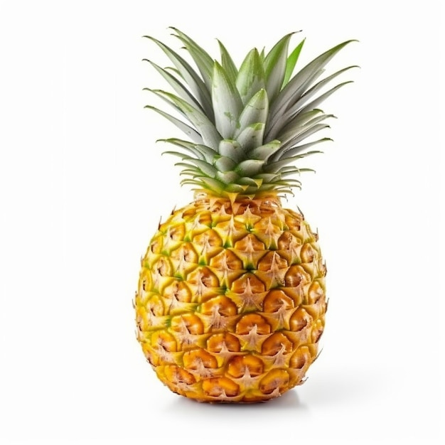 Een ananas met een groen blad erop