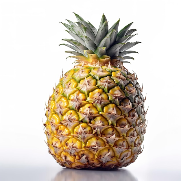 Een ananas met een groene bovenkant en gele bladeren